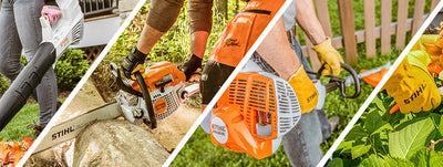 4 produits différents de la marque Stihl pour illustrer