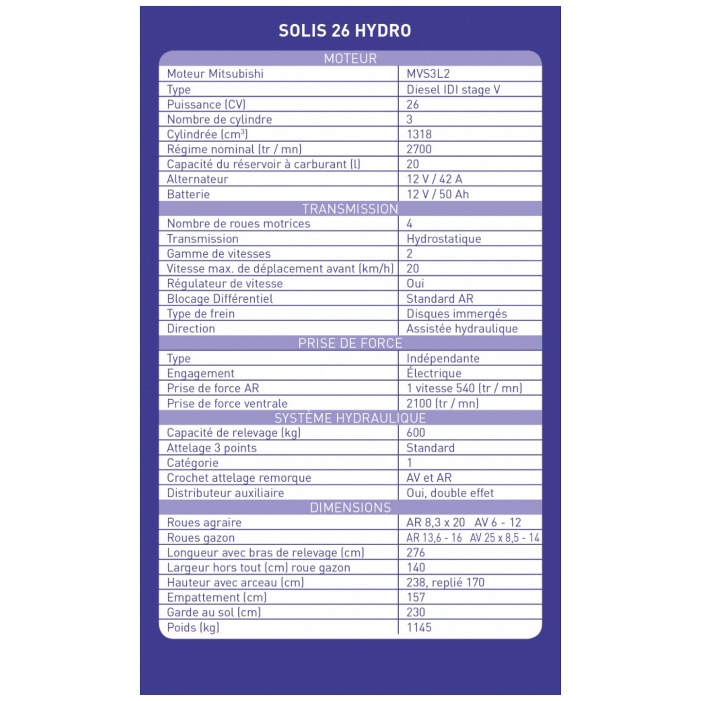 Microtracteur SOLIS 26 Hydrostatique